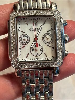 Gossip Silver Crystal-Accent Square Dial Women's Watch